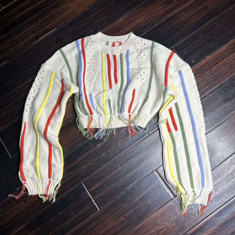 Crop top sweater boho crewneck long sleeve casual coastal California